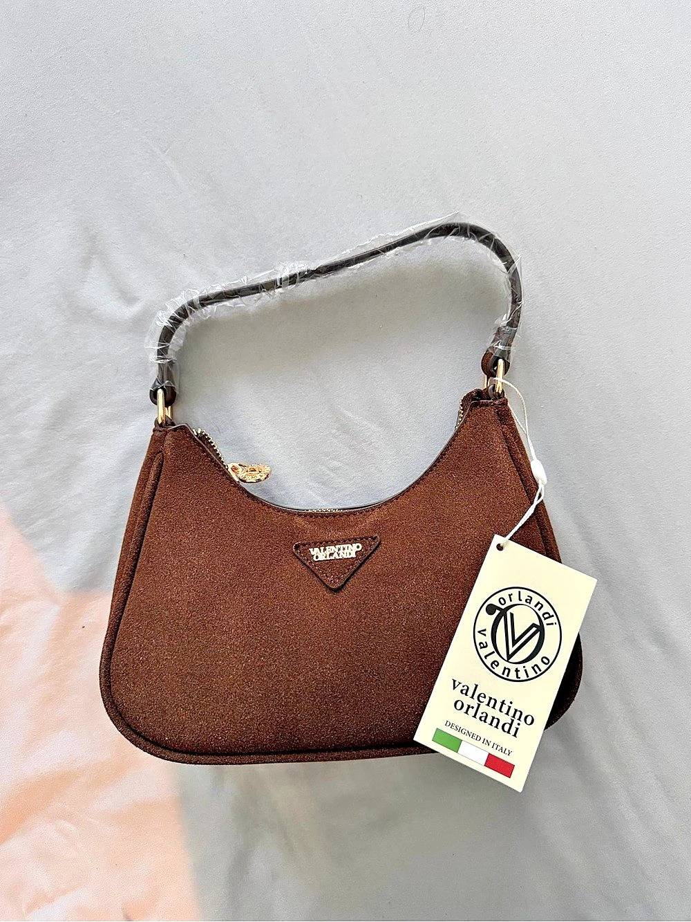 Valentino Orlandi Brown Suede-Look Mini Shoulder Bag NWT